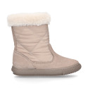 FUR neck design girl boot shoes in suede leather with Nylon.