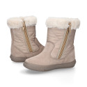 FUR neck design girl boot shoes in suede leather with Nylon.