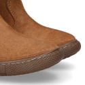 FAUX FURN NECK design girl boot shoes in suede leather.