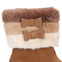 FAUX FURN NECK design girl boot shoes in suede leather.