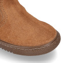 FAUX FURN NECK design girl boot shoes in suede leather.