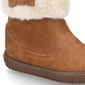 FAUX FURN NECK design girl boot shoes in suede leather.