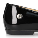 LUXURY Girl Ballet flat shoes with velvet bow with crystals in patent leather.