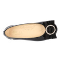 LUXURY Girl Ballet flat shoes with velvet bow with crystals in patent leather.