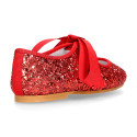 SOFT RED GLITTER little Girl Mary Jane shoes angel style.