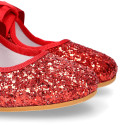 SOFT RED GLITTER little Girl Mary Jane shoes angel style.