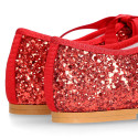 SOFT RED GLITTER little Girl Mary Jane shoes angel style.