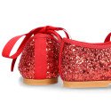 SOFT RED GLITTER little Girl Mary Jane shoes angel style.