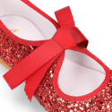 SOFT RED GLITTER little Girl Mary Jane shoes angel style.