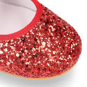 Mercedita niña tipo Angelito con lazo en GLITTER suave en color ROJO.