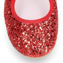 SOFT RED GLITTER little Girl Mary Jane shoes angel style.