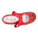 SOFT RED GLITTER little Girl Mary Jane shoes angel style.