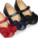 LUXURY Girl Mary Jane shoes with bow with crystals in Nappa leather.