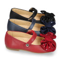 LUXURY Girl Mary Jane shoes with bow with crystals in Nappa leather.