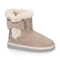 Suede leather Australian style Boot shoes with FUR and RIBBON design.