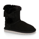 Suede leather Australian style Boot shoes with FUR and RIBBON design.