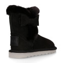 Suede leather Australian style Boot shoes with FUR and RIBBON design.