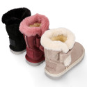 Suede leather Australian style Boot shoes with FUR and RIBBON design.