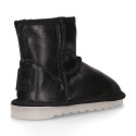 BLACK Nappa leather Kids Australian style Boot shoes with fur hair lining.