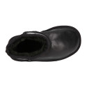 BLACK Nappa leather Kids Australian style Boot shoes with fur hair lining.