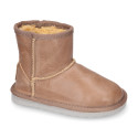 Nappa leather Kids Australian style Boot shoes with fur hair lining.