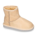 Nappa leather Kids Australian style Boot shoes with fur hair lining.