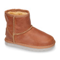 Nappa leather Kids Australian style Boot shoes with fur hair lining.