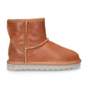 Nappa leather Kids Australian style Boot shoes with fur hair lining.