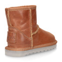 Nappa leather Kids Australian style Boot shoes with fur hair lining.