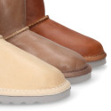 Nappa leather Kids Australian style Boot shoes with fur hair lining.