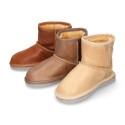 Nappa leather Kids Australian style Boot shoes with fur hair lining.