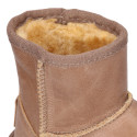 Nappa leather Kids Australian style Boot shoes with fur hair lining.