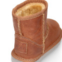 Nappa leather Kids Australian style Boot shoes with fur hair lining.