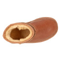 Nappa leather Kids Australian style Boot shoes with fur hair lining.