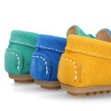 Suede leather Moccasin shoes with TASSELS in seasonal colors for little kids.