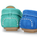 Suede leather Moccasin shoes with TASSELS in seasonal colors for little kids.