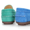 Suede leather Moccasin shoes with TASSELS in seasonal colors for toddler kids.