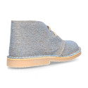 Natural Linen canvas safari boots with shoelaces.