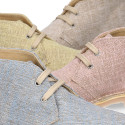 Natural Linen canvas safari boots with shoelaces.