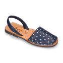 EXTRA SOFT leather Menorquina sandals with rear strap and stars print.