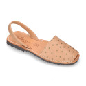 EXTRA SOFT leather Menorquina sandals with rear strap and stars print.