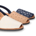 EXTRA SOFT leather Menorquina sandals with rear strap and stars print.