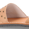 EXTRA SOFT leather Menorquina sandals with rear strap and stars print.