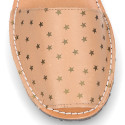 EXTRA SOFT leather Menorquina sandals with rear strap and stars print.