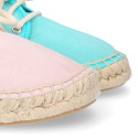 New soft cotton canvas laces up espadrille shoes.