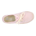 New soft cotton canvas laces up espadrille shoes.