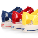 Jelly shoes Nautical style tennis shoe.