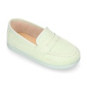 Serratex kids Moccasin shoes with detail mask design in pastel colors.