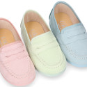 Serratex kids Moccasin shoes with detail mask design in pastel colors.