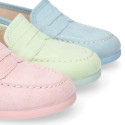 Serratex kids Moccasin shoes with detail mask design in pastel colors.